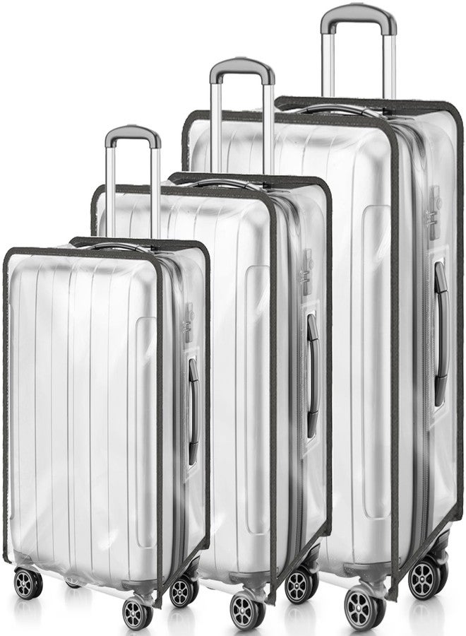 WRINGKIT 3 Pieces Clear Luggage Cover, PVC Suitcase Cover, Waterproof Dustproof Suitcase Covers Protector with Black Border for 20" 24" 28" Wheeled Luggage - Image 1